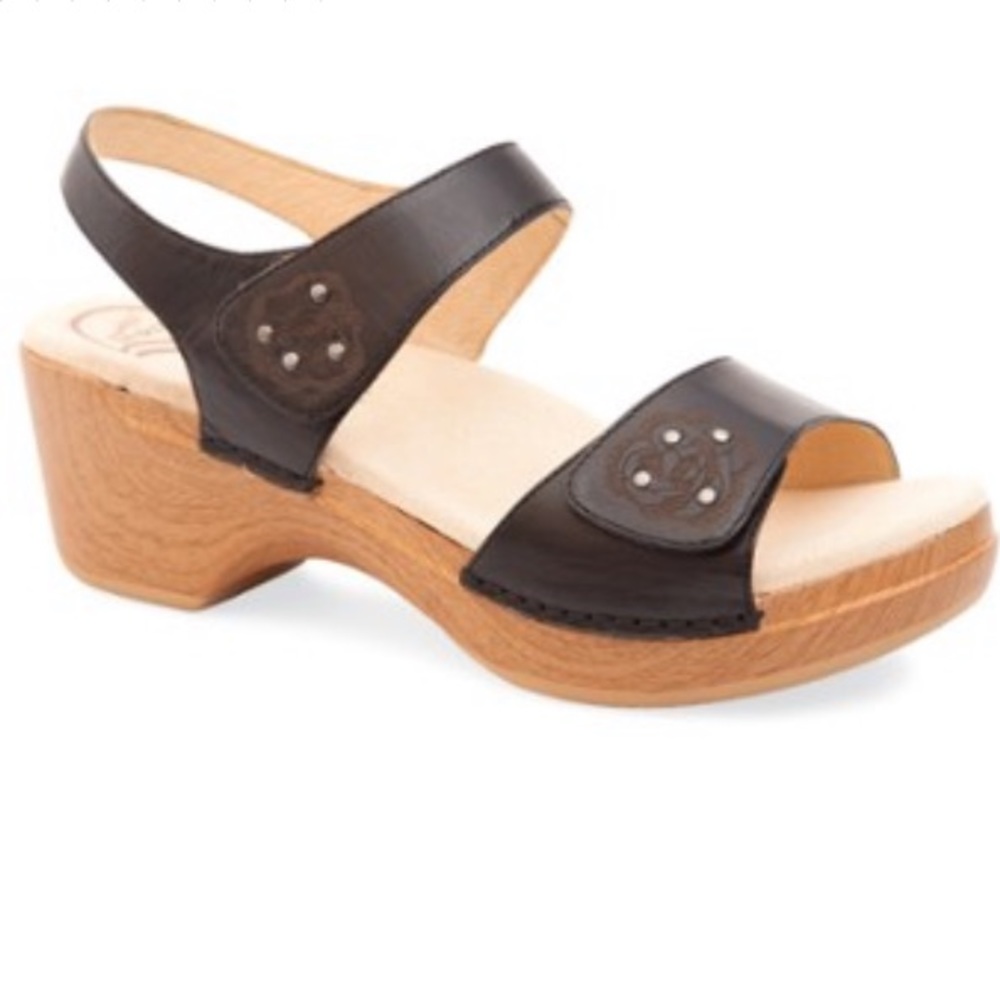 Dansko Sonnet Studded Black Leather Sandals